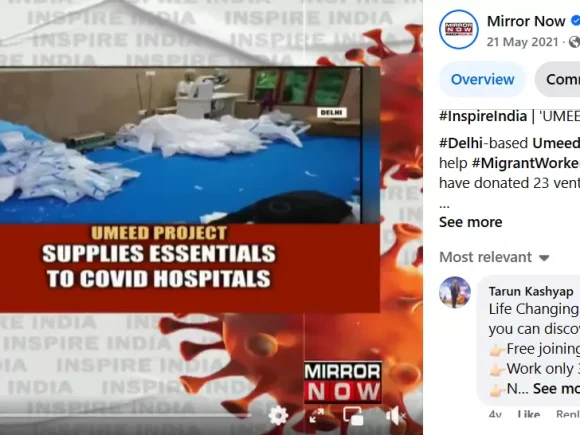 Mirror Now Features Umeed Project for Supplying Essentials to COVID-19 Hospitals