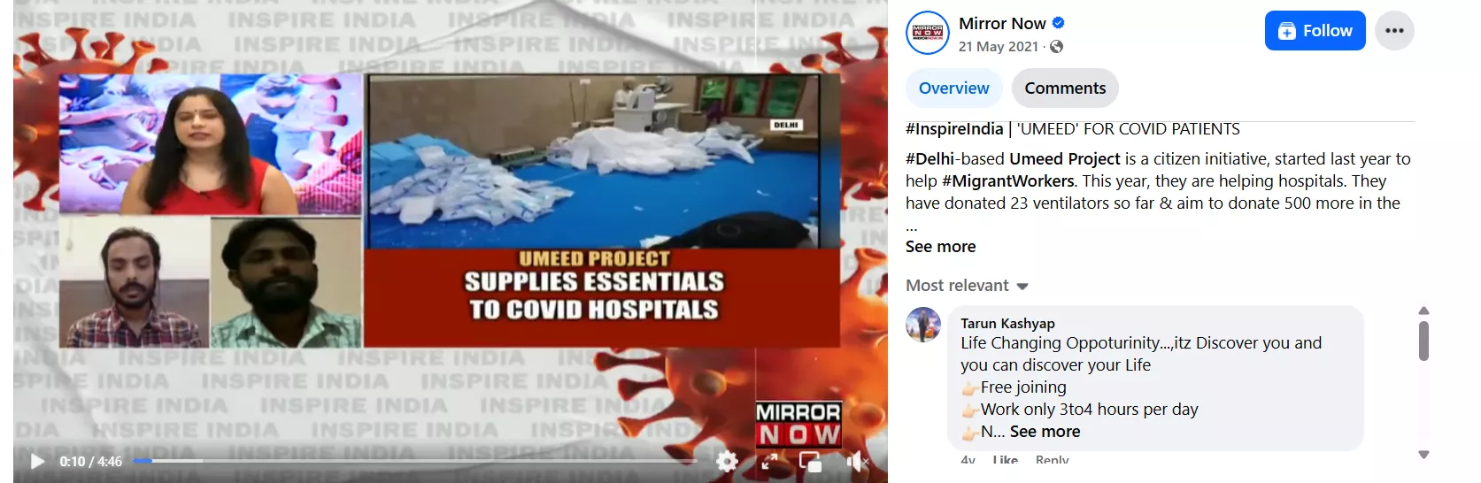 Mirror Now Features Umeed Project for Supplying Essentials to COVID-19 Hospitals